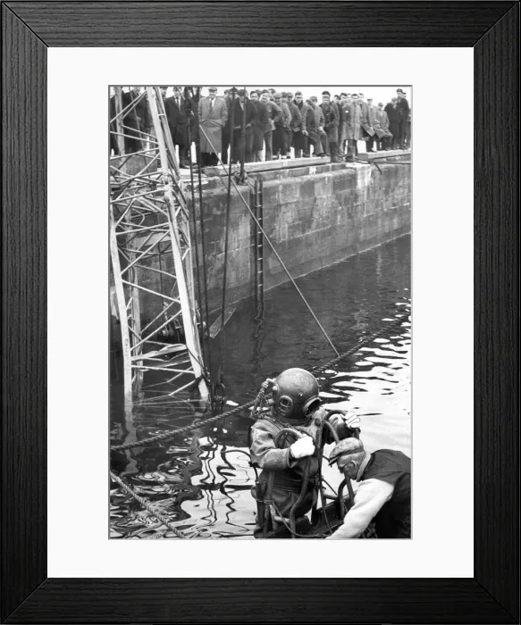Framed Print : A diver in an old fashioned suit that you had to be bolted into Framed Print : A diver in an old fashioned suit that you had to be bolted into