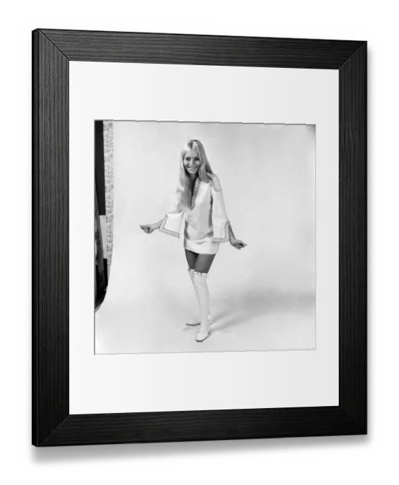 Framed Print : Eva Haraldsted, ex-girl friend of soccer star George Best in a white party dress trimmed Framed Print : Eva Haraldsted, ex-girl friend of soccer star George Best in a white party dress trimmed