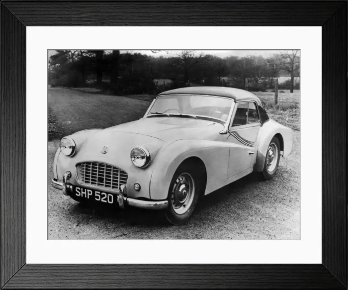 Framed Print : Triumph TR 3 Sports. A new feature of the current model is the fitting of the new system