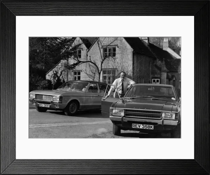 Framed Print : Roy Spicer drives the New Ford Consul through Britains Loveliest Village