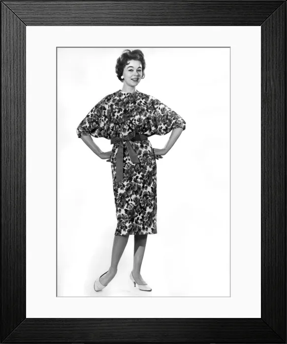 Framed Print : Model Jackie Jackson wearing floral patterned dress. September 1960 P008949 Framed Print : Model Jackie Jackson wearing floral patterned dress. September 1960 P008949