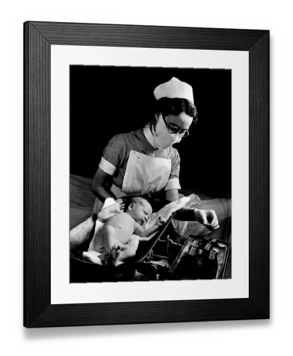 Framed Print : Leonard Reilly, 1 week old, at the Royal Northern Hospital. July 1943 P009459 Framed Print : Leonard Reilly, 1 week old, at the Royal Northern Hospital. July 1943 P009459
