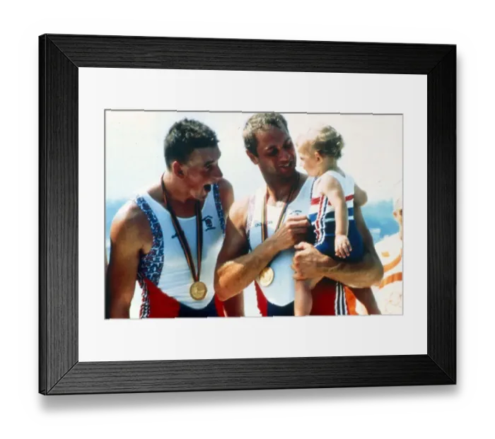 Framed Print : Oarsman Steve Redgrave with his daughter Natalie and Mathew Pinsent after winning Framed Print : Oarsman Steve Redgrave with his daughter Natalie and Mathew Pinsent after winning