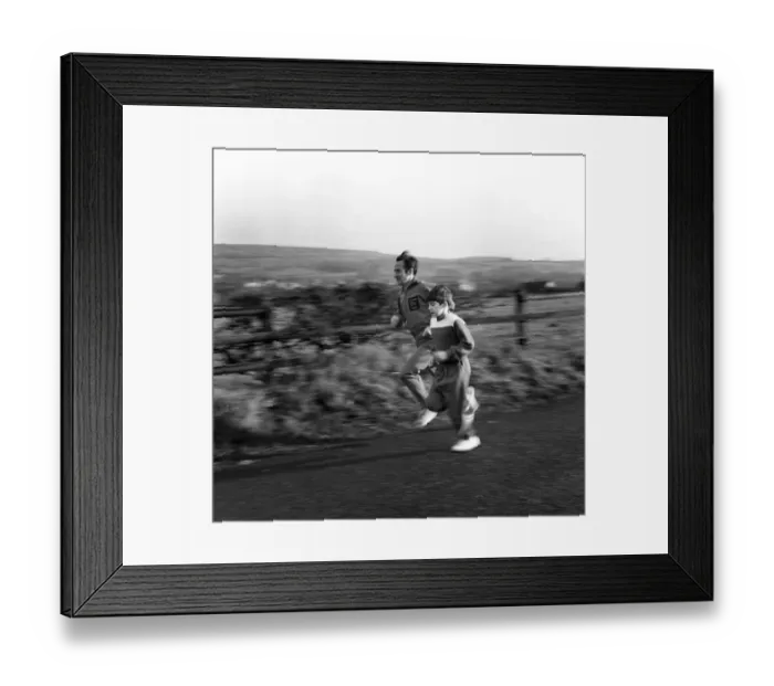 Framed Print : Following in fathers footsteps- 12 year-old, Paul Haslam