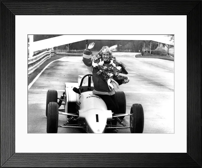 Framed Print : Dorothy Duggan motor racing at Oulton Park. March 1988 P005308 Framed Print : Dorothy Duggan motor racing at Oulton Park. March 1988 P005308