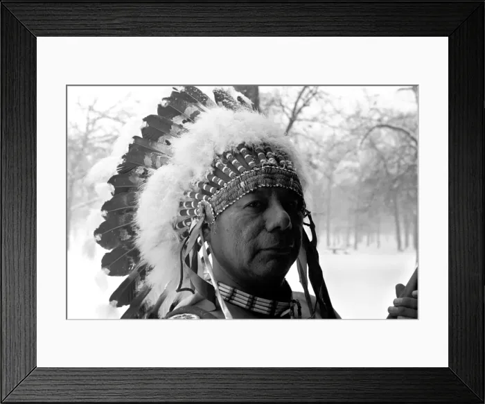 Framed Print : Native American Echohawk, seen here in a snowy Hyde Park Framed Print : Native American Echohawk, seen here in a snowy Hyde Park