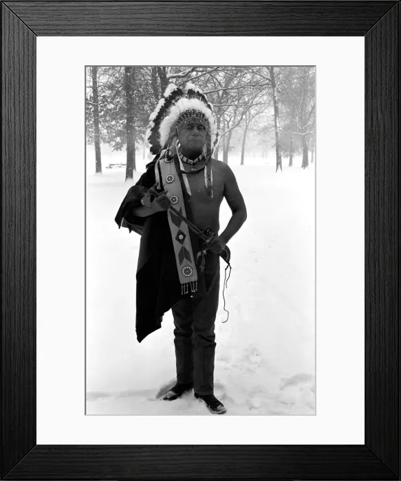 Framed Print : Native American Echohawk, seen here in a snowy Hyde Park Framed Print : Native American Echohawk, seen here in a snowy Hyde Park