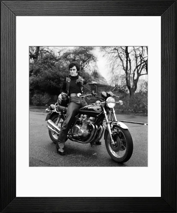 Framed Print : Alvin Stardust on a motorbike. January 1976 75-00022A Framed Print : Alvin Stardust on a motorbike. January 1976 75-00022A