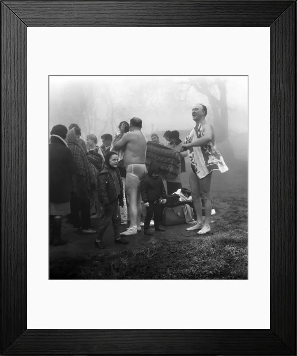 Framed Print : Swimmers: The norths answer to the souths Xmas swimmer took place for Framed Print : Swimmers: The norths answer to the souths Xmas swimmer took place for