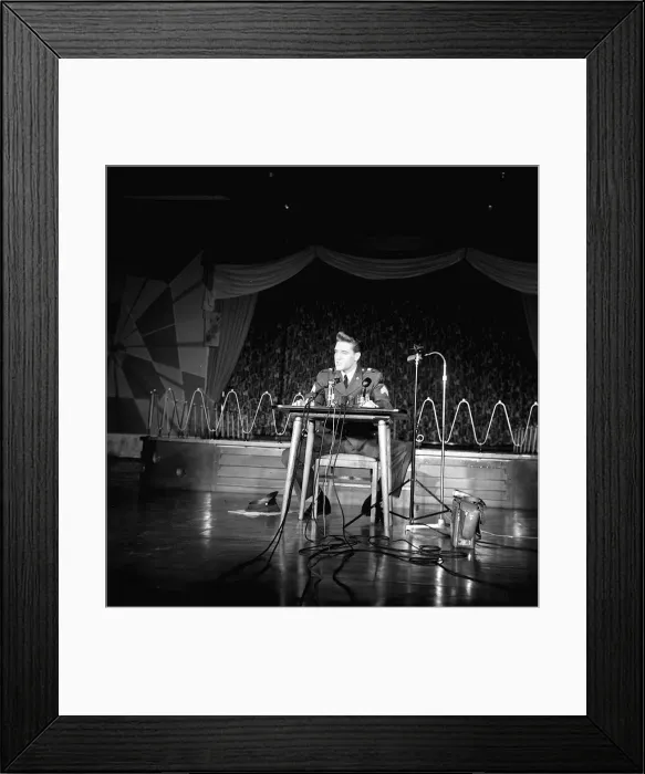 Framed Print : Elvis Presley at press conference in Germany March 1960