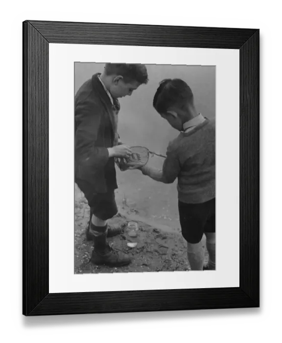 Framed Print : EDgbaston Reservoir, two boys fishing. May 1937 Framed Print : EDgbaston Reservoir, two boys fishing. May 1937