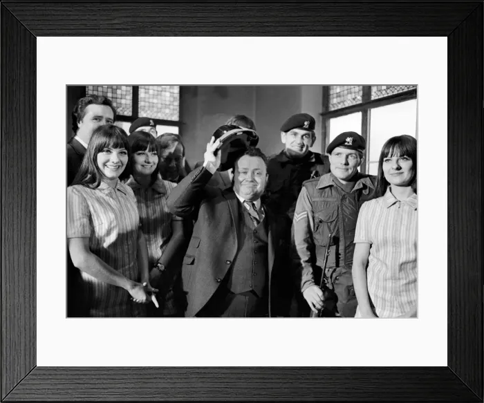 Framed Print : Entertainment: Television: Harry Secombe and troop for a Christmas television show Framed Print : Entertainment: Television: Harry Secombe and troop for a Christmas television show