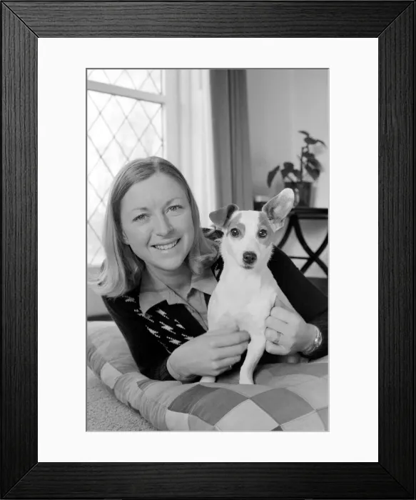 Framed Print : Show jumper Marion Mould with her pet dog. January 1975 75-00377-004