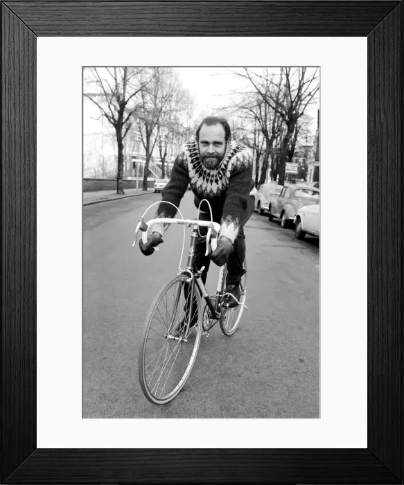 Framed Print : Cycling journalist and writer Mr. Richard Ballantine riding a bicycle February Framed Print : Cycling journalist and writer Mr. Richard Ballantine riding a bicycle February