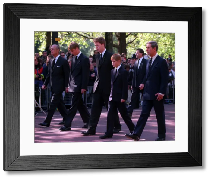 Framed Print : Princess Diana Funeral 6th September 1997. Prince Charles, Prince Harry Framed Print : Princess Diana Funeral 6th September 1997. Prince Charles, Prince Harry