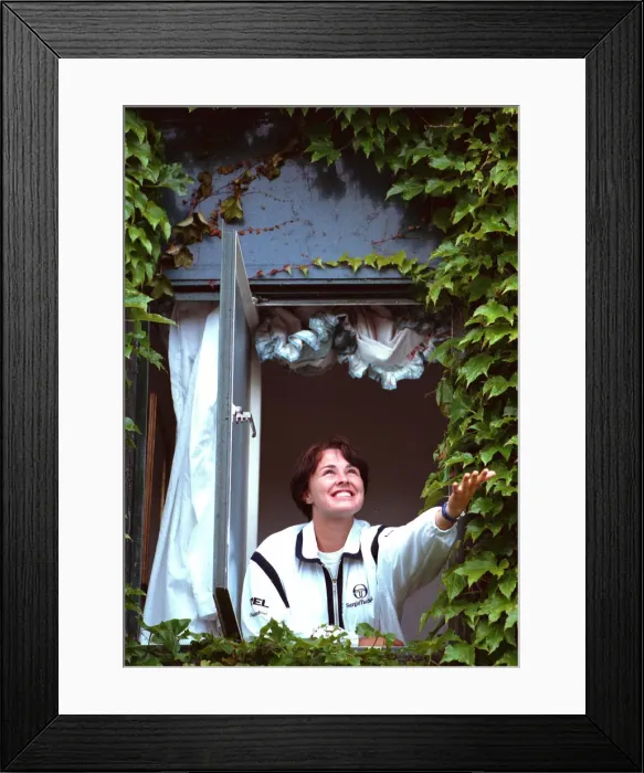 Framed Print : Martina Hingis Swiss tennis player June 1998 Checks to see if it is raining Framed Print : Martina Hingis Swiss tennis player June 1998 Checks to see if it is raining