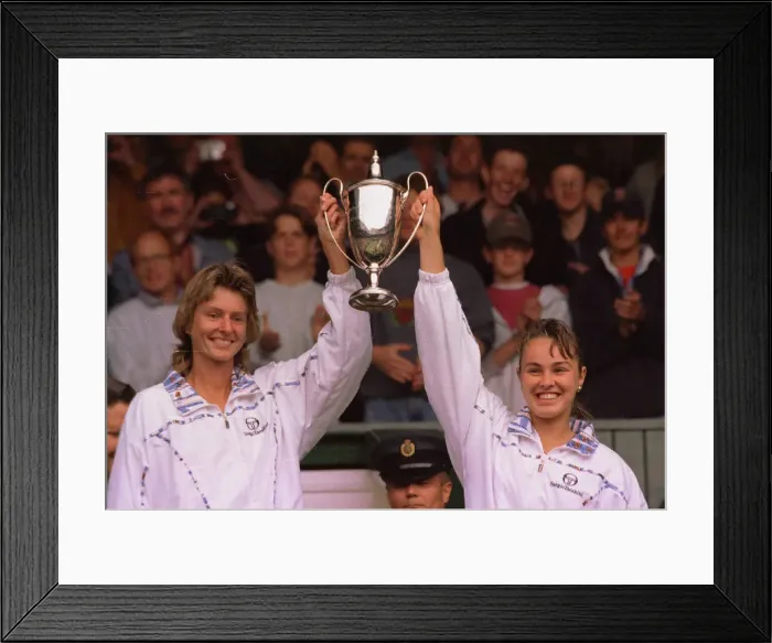 Framed Print : Martina Hingis and Helena Sukova celebrate winning the womens double final at Wimbledon Framed Print : Martina Hingis and Helena Sukova celebrate winning the womens double final at Wimbledon
