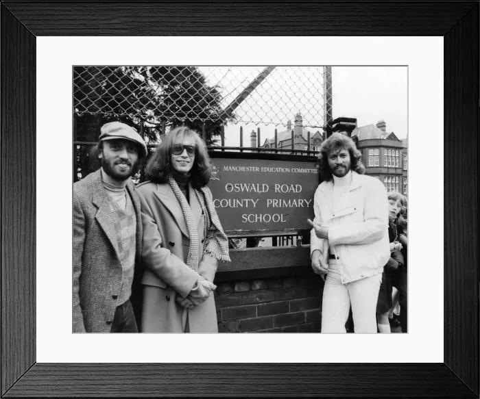 Framed Print : The three Gibb brothers of the Bee Gees pop group l-r: Maurice, Robin and Barry Framed Print : The three Gibb brothers of the Bee Gees pop group l-r: Maurice, Robin and Barry
