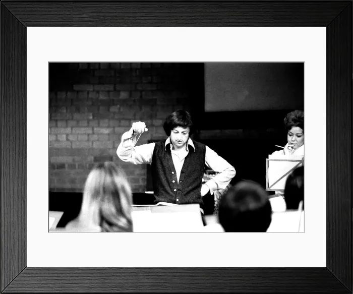 Framed Print : Andre Previn during rehearsals with the Northern Sinfonia for the City Hall Concert