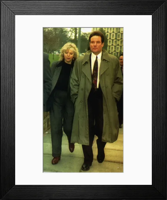 Framed Print : Former Liverpool Councillor Derek Hatton with his wife Shirley at Mold Crown Court for a Framed Print : Former Liverpool Councillor Derek Hatton with his wife Shirley at Mold Crown Court for a