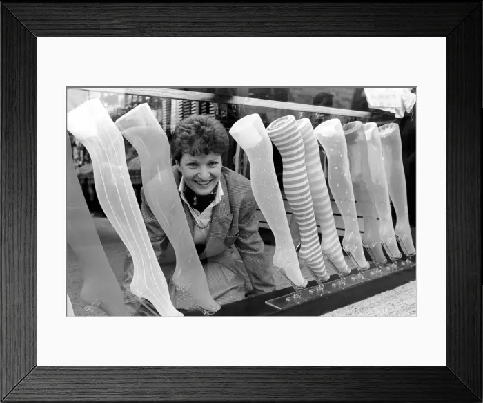 Framed Print : Sock Shop, Oxford street, London. February 1987 LDN-87-163 Framed Print : Sock Shop, Oxford street, London. February 1987 LDN-87-163