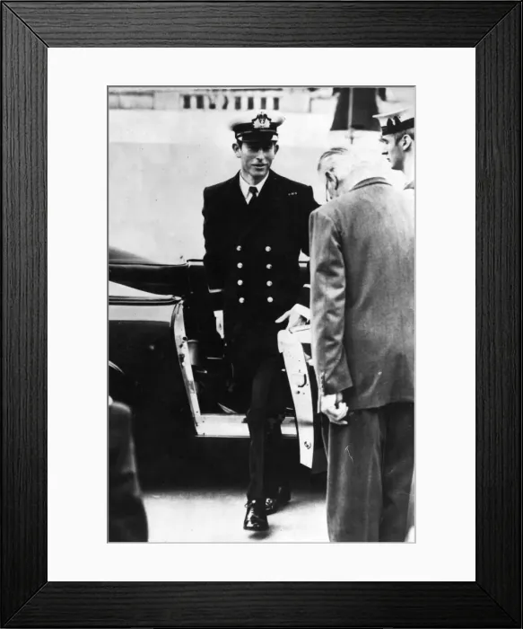 Framed Print : Prince Charles, The Prince of Wales officially joined the Royal Navy - seen being greeted Framed Print : Prince Charles, The Prince of Wales officially joined the Royal Navy - seen being greeted