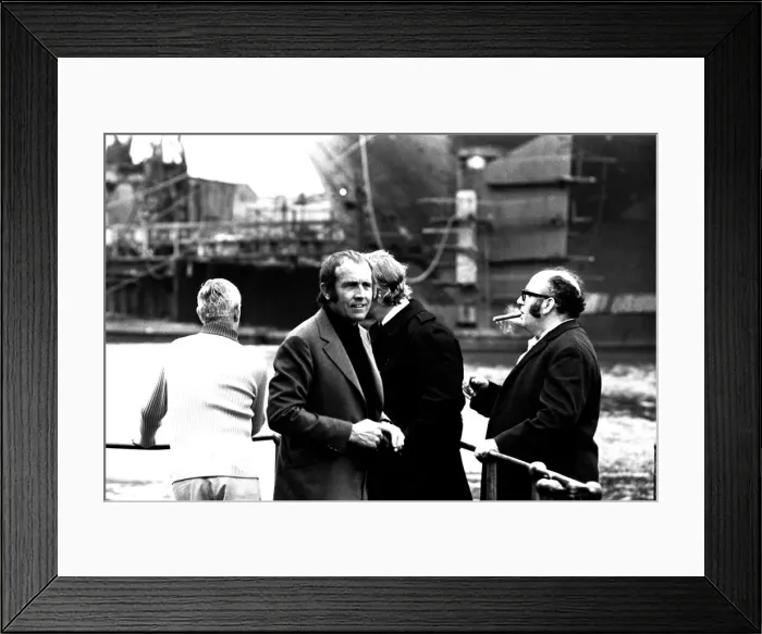 Framed Print : Michael Caine in a scene from the film Get Carter. Hebburn-Wallsend ferry landing with Framed Print : Michael Caine in a scene from the film Get Carter. Hebburn-Wallsend ferry landing with