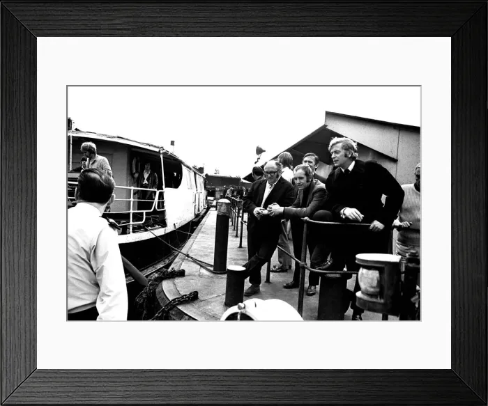 Framed Print : Michael Caine in a scene from the film Get Carter. Hebburn-Wallsend ferry landing with Framed Print : Michael Caine in a scene from the film Get Carter. Hebburn-Wallsend ferry landing with