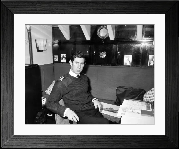 Framed Print : Prince Charles, The Prince of Wales on board HMS Bronington, in his cabin