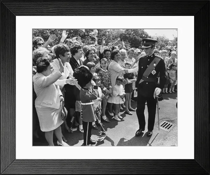 Framed Print : Prince Charles, The Prince of Wales is cheered by crowds. September 1969 Framed Print : Prince Charles, The Prince of Wales is cheered by crowds. September 1969