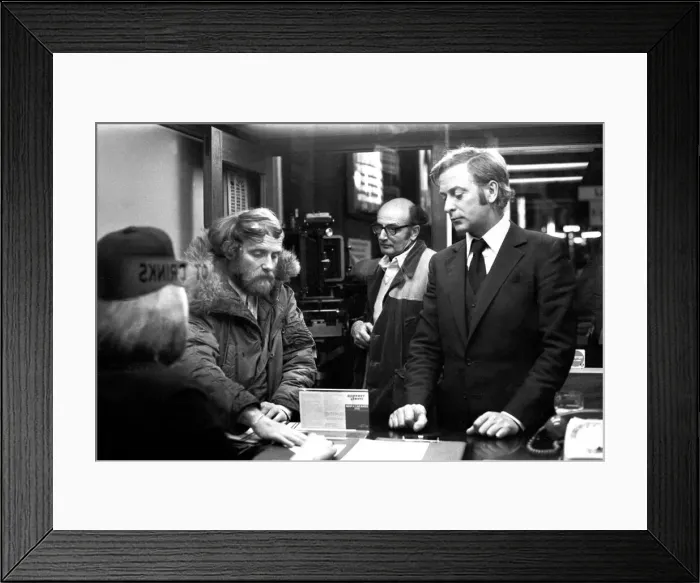 Framed Print : Film legend Michael Caine in Godrey Davies car hire office in Newcastle Central Station Framed Print : Film legend Michael Caine in Godrey Davies car hire office in Newcastle Central Station