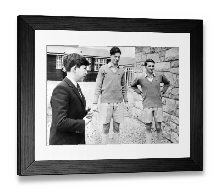 Framed Print : Prince Charles - The Prince of Wales at Gordonstoun School - the nervous new boy meets Framed Print : Prince Charles - The Prince of Wales at Gordonstoun School - the nervous new boy meets
