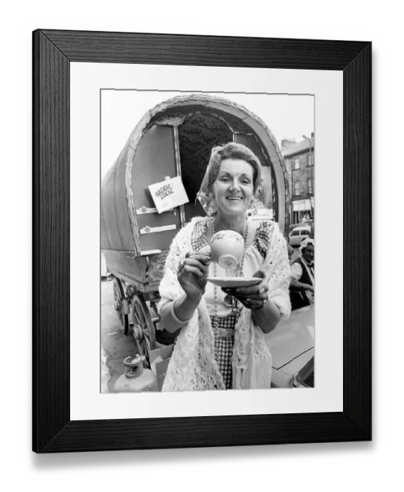 Framed Print : Fortune Teller Madame Edna Bellamy reading the tea leaves in 1975 Framed Print : Fortune Teller Madame Edna Bellamy reading the tea leaves in 1975