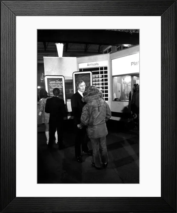 Framed Print : Film legend Michael Caine in Newcastle Central Station during the filming of Get Carter