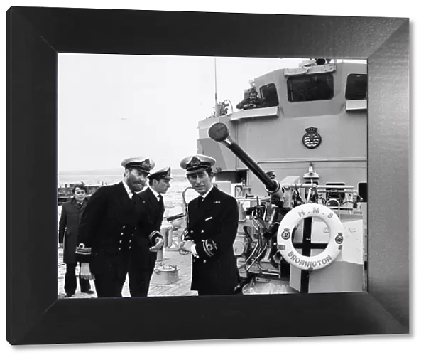 Prince Charles, The Prince of Wales on board HMS Bronington with the officer he is