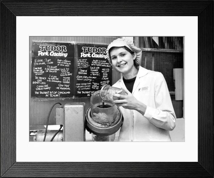 Framed Print : A crisp flavouring machine at the Tudor factory in 1985 Framed Print : A crisp flavouring machine at the Tudor factory in 1985