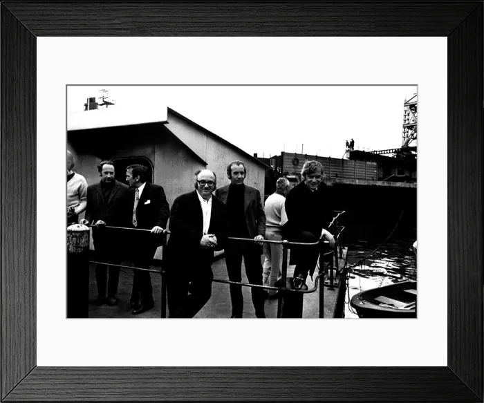 Framed Print : Michael Caine in a scene from the film Get Carter. Hebburn-Wallsend ferry landing with Framed Print : Michael Caine in a scene from the film Get Carter. Hebburn-Wallsend ferry landing with