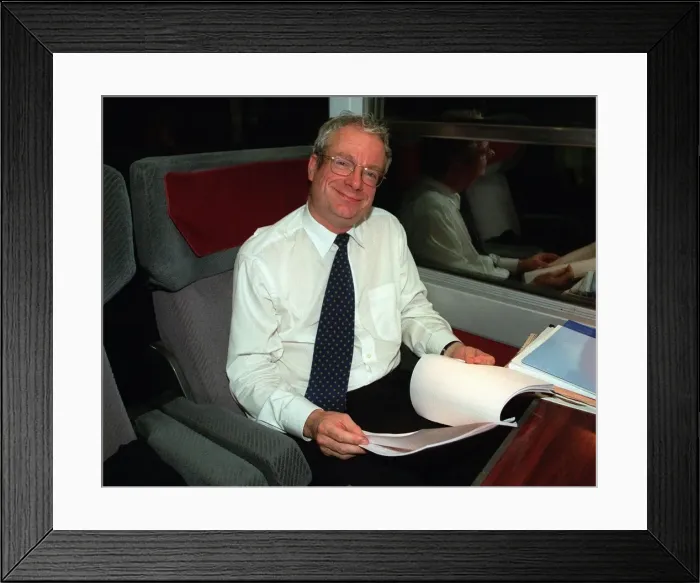 Framed Print : Chris Smith Labour MP and Minister for Culture June 1998. Picture on train Framed Print : Chris Smith Labour MP and Minister for Culture June 1998. Picture on train