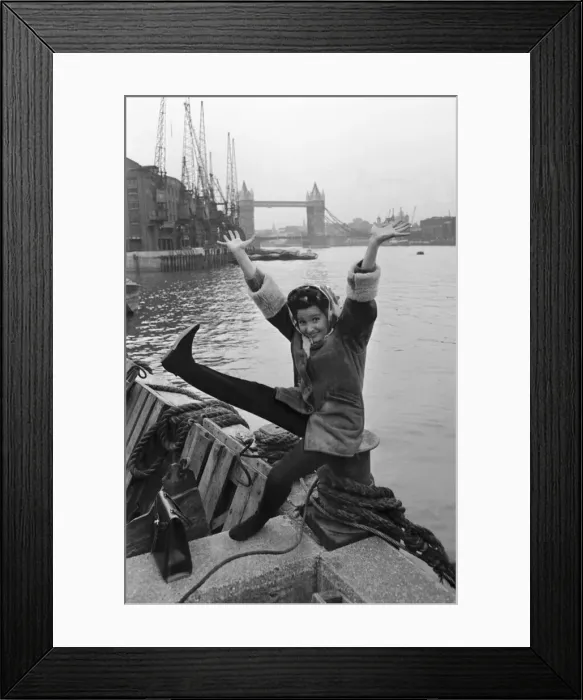 Framed Print : Millicent Martin by the Thames during filming of Nothing but the best