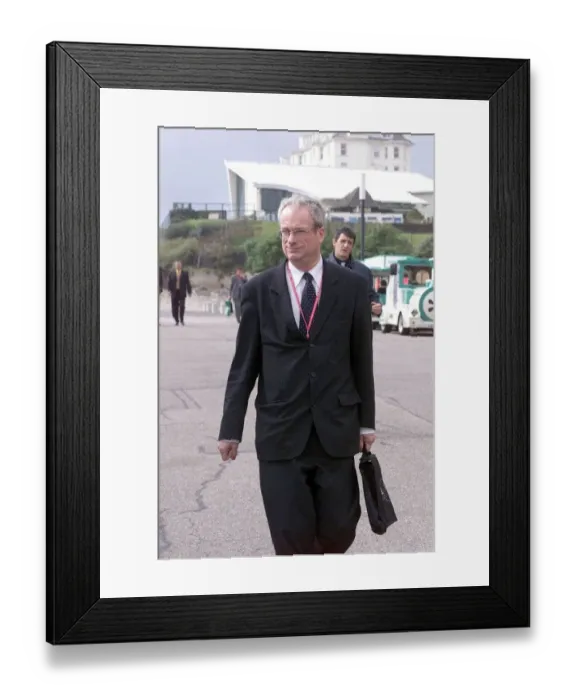 Framed Print : Chris Smith MP Cultural Secretary September 1999 walks from the hotel to Framed Print : Chris Smith MP Cultural Secretary September 1999 walks from the hotel to
