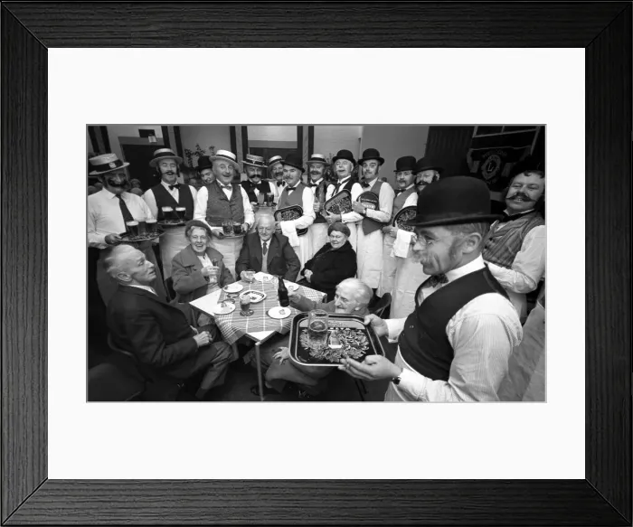 Framed Print : The waiters had a dual role at the Victorian evening presented by Warwick Lions Framed Print : The waiters had a dual role at the Victorian evening presented by Warwick Lions