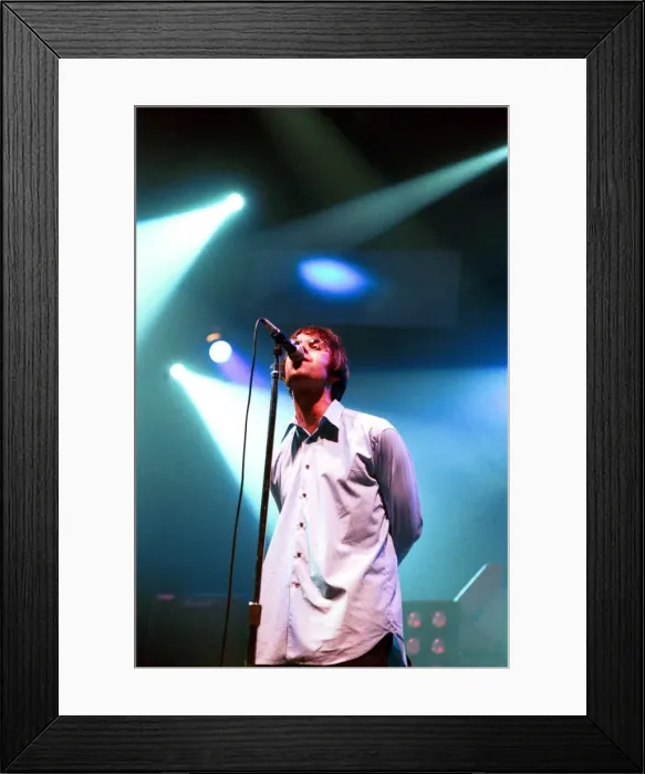 Framed Print : Brit pop band Oasis perform in concert at the Whitley Bay Ice Rink 19  /  01  /  96