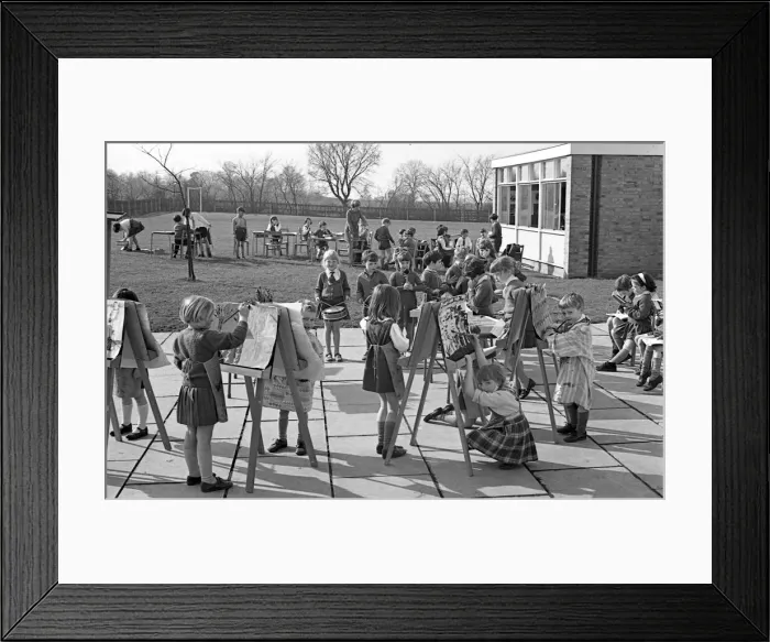 Framed Print : Children from Church Lawford Primary school in Rugby are having a lesson outside as
