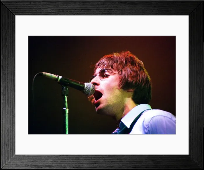 Framed Print : Brit pop band Oasis perform in concert at the Whitley Bay Ice Rink 19  /  01  /  96