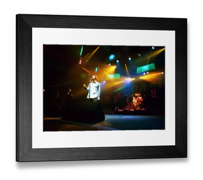 Framed Print : Brit pop band Oasis perform in concert at the Whitley Bay Ice Rink 19  /  01  /  96