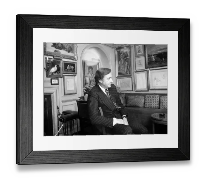 Framed Print : Mark Birley, owner of the famous Annabels nightclub in London, pictured at home Framed Print : Mark Birley, owner of the famous Annabels nightclub in London, pictured at home