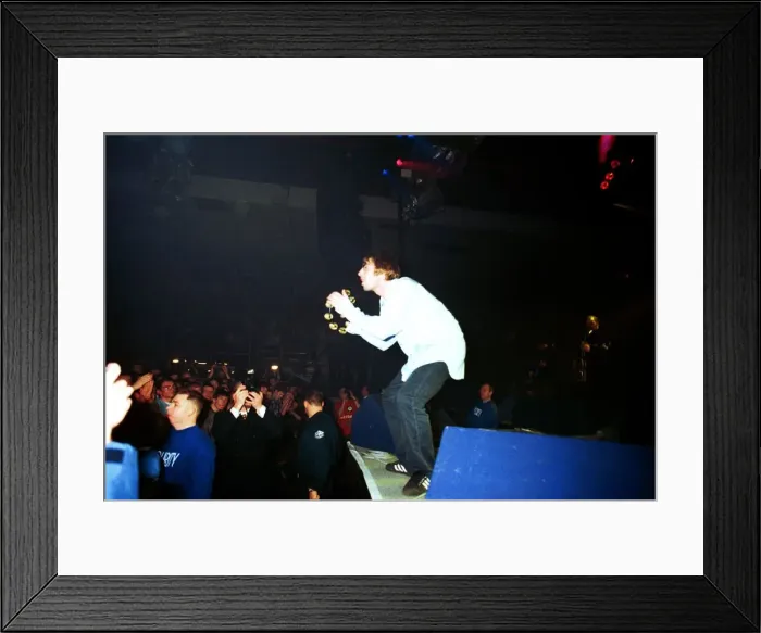 Framed Print : Brit pop band Oasis perform in concert at the Whitley Bay Ice Rink 19  /  01  /  96