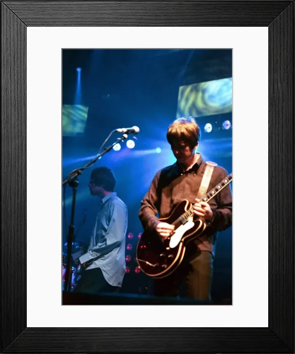 Framed Print : Brit pop band Oasis perform in concert at the Whitley Bay Ice Rink 19  /  01  /  96