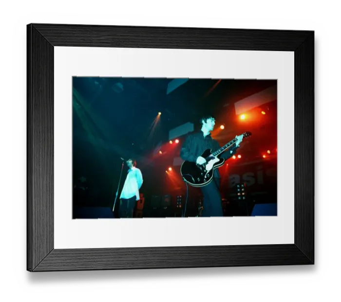 Framed Print : Brit pop band Oasis perform in concert at the Whitley Bay Ice Rink 19  /  01  /  96