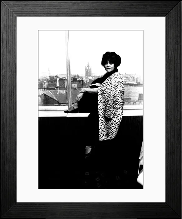 Framed Print : Actress and singer Eartha Kitt at the Swallow Hotel, Newcastle where she gave an Framed Print : Actress and singer Eartha Kitt at the Swallow Hotel, Newcastle where she gave an